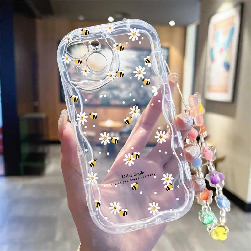 Cute Smile bee Flower Wrist St - đánh giá và giá Cute Cartoon Wrist Strap Silicone Case